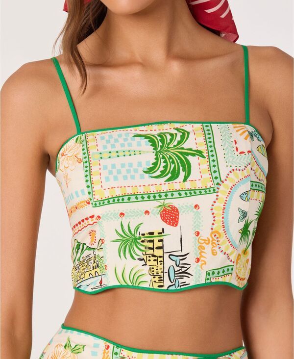 アストール レディース トップス タンクトップリント ノースリーブ クロップド ASTR the Label Womens Heidi Printed Sleeveless Cropped Tank