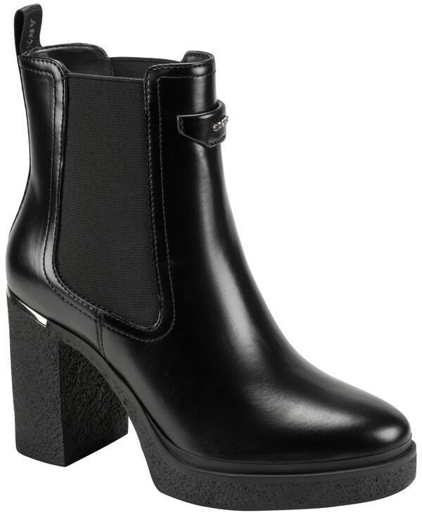 ダナ キャラン ニューヨーク レディース シューズ ブーツ・レインブーツ プラットフォーム ヒール DKNY Womens Tisdel Platform Block Heel Booties Bla