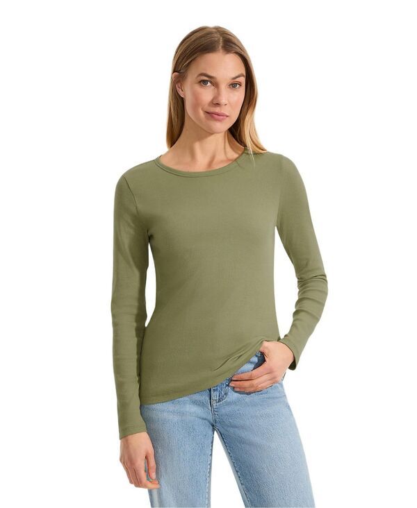 ランズエンド レディース トップス Tシャツ Lands End Womens Long Sleeve Micro Rib TShirt Simply olive オリーブ