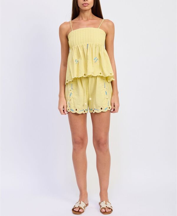 エン セゾン レディース トップス シャツ ノースリーブ En Saison Womensleevelessquare Neck Top Yellow Blue Multi ブルー