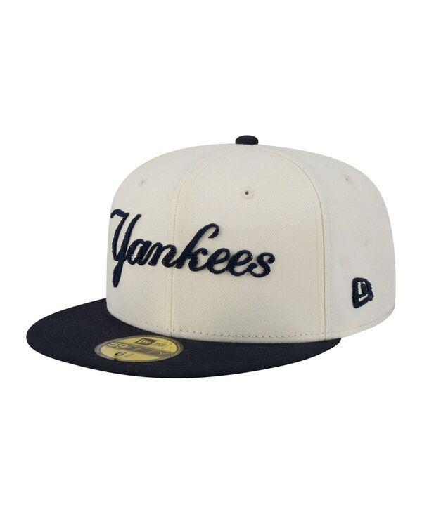 ニューエラ メンズ アクセサリー 帽子 New Era Mens Cream New York Yankees TwoTone Stitch 59FIFTY Fitted Hat Cream Navy
