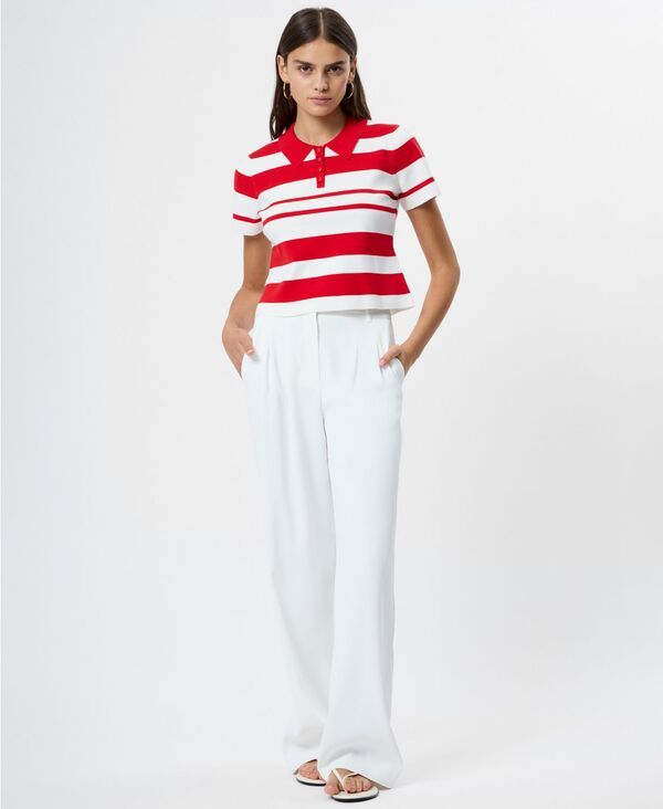 フレンチコネクション レディース トップス シャツ 半袖 French Connection WomenshortSleeve Colla red Top Summer WhiteCrimson Re