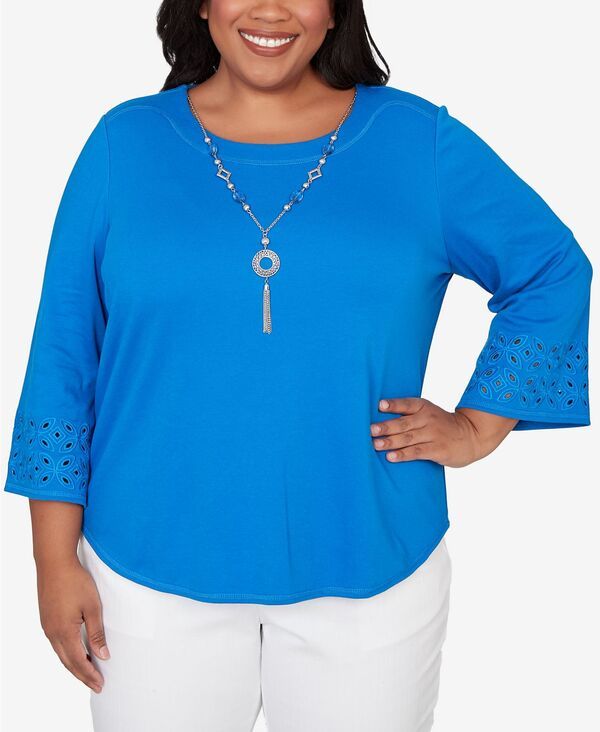 アルフレッド ダナー レディース トップス シャツ プラスサイズ レース Alfredunner Plusize Mykonos Eyelet Sleeve Solid Top with Neckla 11,985円