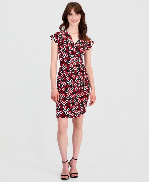 アンクライン レディース トップス ワンピース Vネック キャップスリーブ キャップ Anne Klein Womens VNeck SideTie CapSleeve Dress Begonia R 17,136円