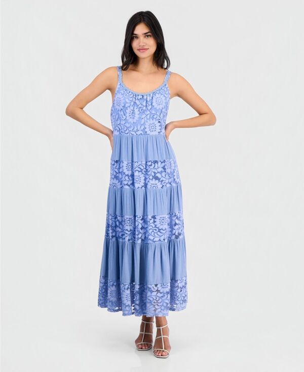 ロビー・ビー レディース トップス ワンピース レース マキシ Robbie Bee Womens LaceTrimaxi Dress Chambray