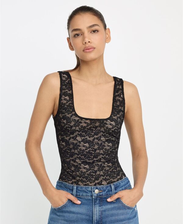 グッドアメリカン レディース トップス シャツ プラスサイズ ボディースーツ レース Good American Womenstretch Lace Scoop Neck Tank Bodysuit