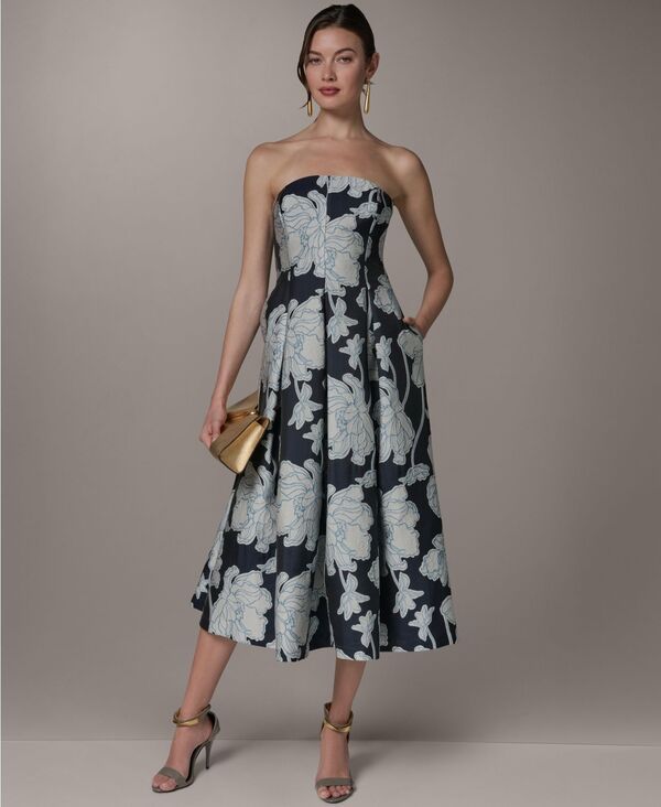 ダナ キャラン ニューヨーク レディース トップス ワンピース フラワー柄 ミディ ストラップレス フラワー Donna Karanew York Womenstrapless Jacquard Fi 60,390円