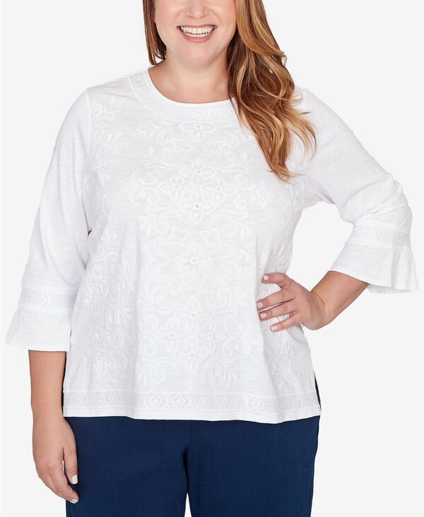 アルフレッド ダナー レディース トップス シャツ プラスサイズ 刺繍 Alfredunner Plusize Mykonos White Medallion Embroide red Top Whi