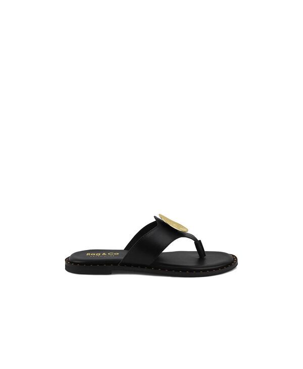 ラグアンドコー レディース シューズ サンダル Rag Co KATHLEEN Womens Embellished Slipon Thong Sandals Black ブラック