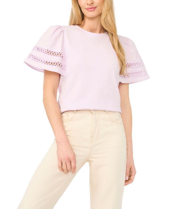 セセ レディース トップス シャツ クルーネック CeCe Womens Combo TrimSleeve Crew Neck Top London Fog