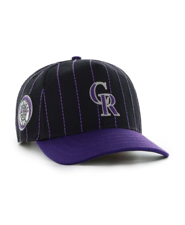 47 ブランド メンズ アクセサリー 帽子 47 Brand x Rawlings Mens BlackPurple Colorado Rockies Pinstripe Hitch Adjustab