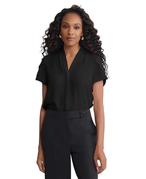 ジョーンズニューヨーク レディース トップス シャツ Vネック Jones New York Womens VNeck Top Jones Black ブラック