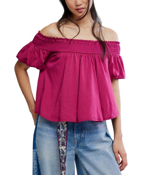 フリーピープル レディース トップス シャツ ニット Free People Womens Mabel OffTheShoulder Knitop Sangria