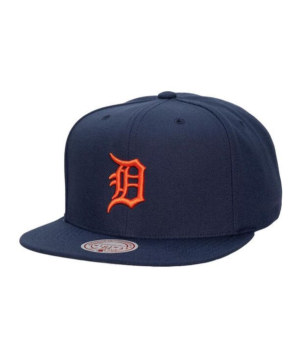 ミッチェルネス メンズ アクセサリー 帽子 ロゴ Mitchell Ness Mens and Womens Navy Detroitigerside Logo Snapback Hat Navy ネ
