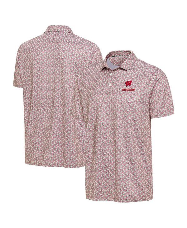 アンティグア メンズ トップス ポロシャツ Antigua Mens Pink Wisconsin Badgers Desert Dry Dogwood Polo Shirt Pink ピンク
