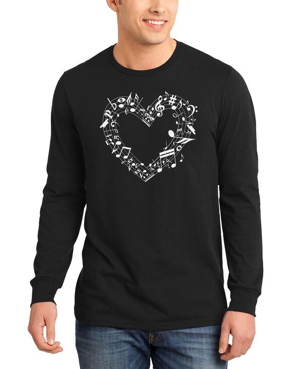 エルエーポップアート メンズ トップス Tシャツ 長袖 LA Pop Art Mens Music Notes Heart Word Art LongSleeve TShirt Black ブラック
