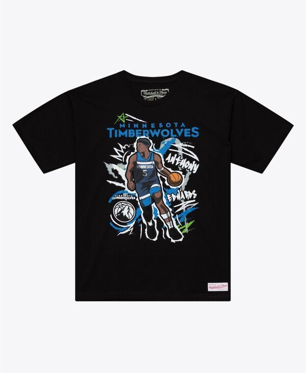 ミッチェルネス メンズ トップス Tシャツ Mitchell Ness Mens Anthony Edwards Black Minnesota Timberwolves Chalked Up TSh