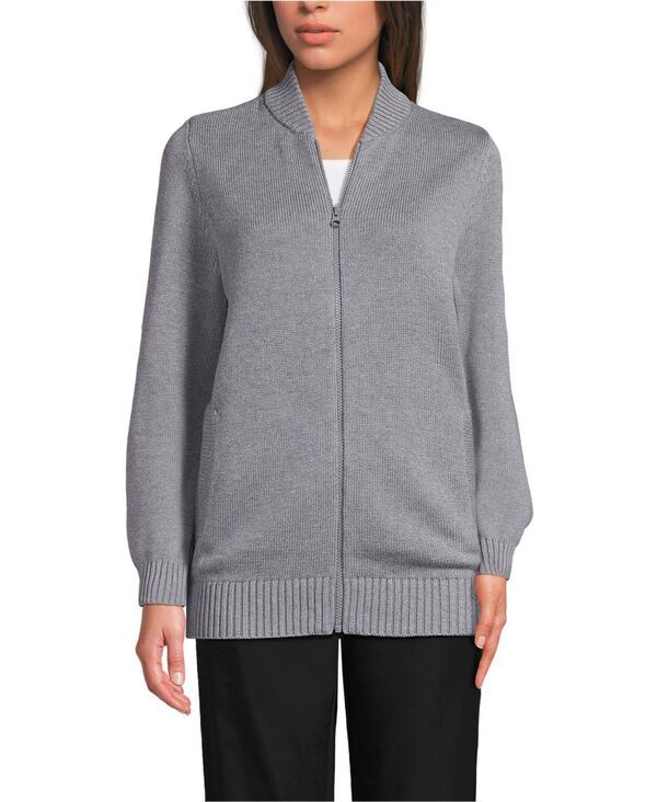 ランズエンド メンズ アウター ニット・セーター カーディガン Lands End Mens Adult Legacy Full Zip Cardigan Pewter heather ヘザー