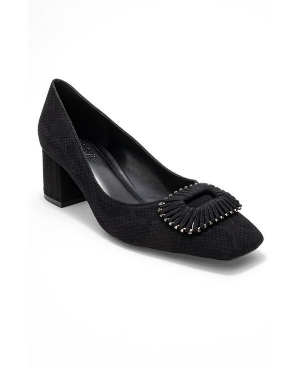 プロローグシューズ レディース パンプス ヒール Prologue Shoes Velora Buckle Square Toe Block Heel Pump Black pattern ブラック