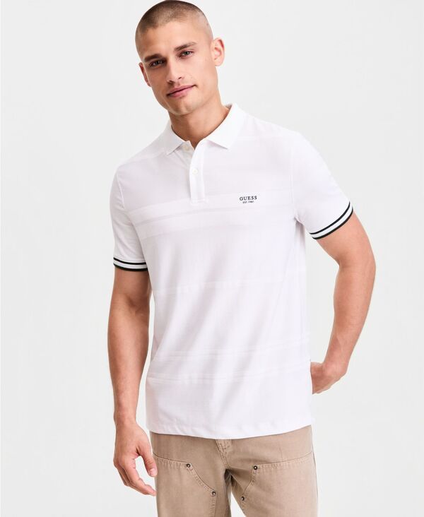 ゲス メンズ トップス ポロシャツ GUESS Mens Jacquardetailed Polo Shirt PURE WHITE ホワイト