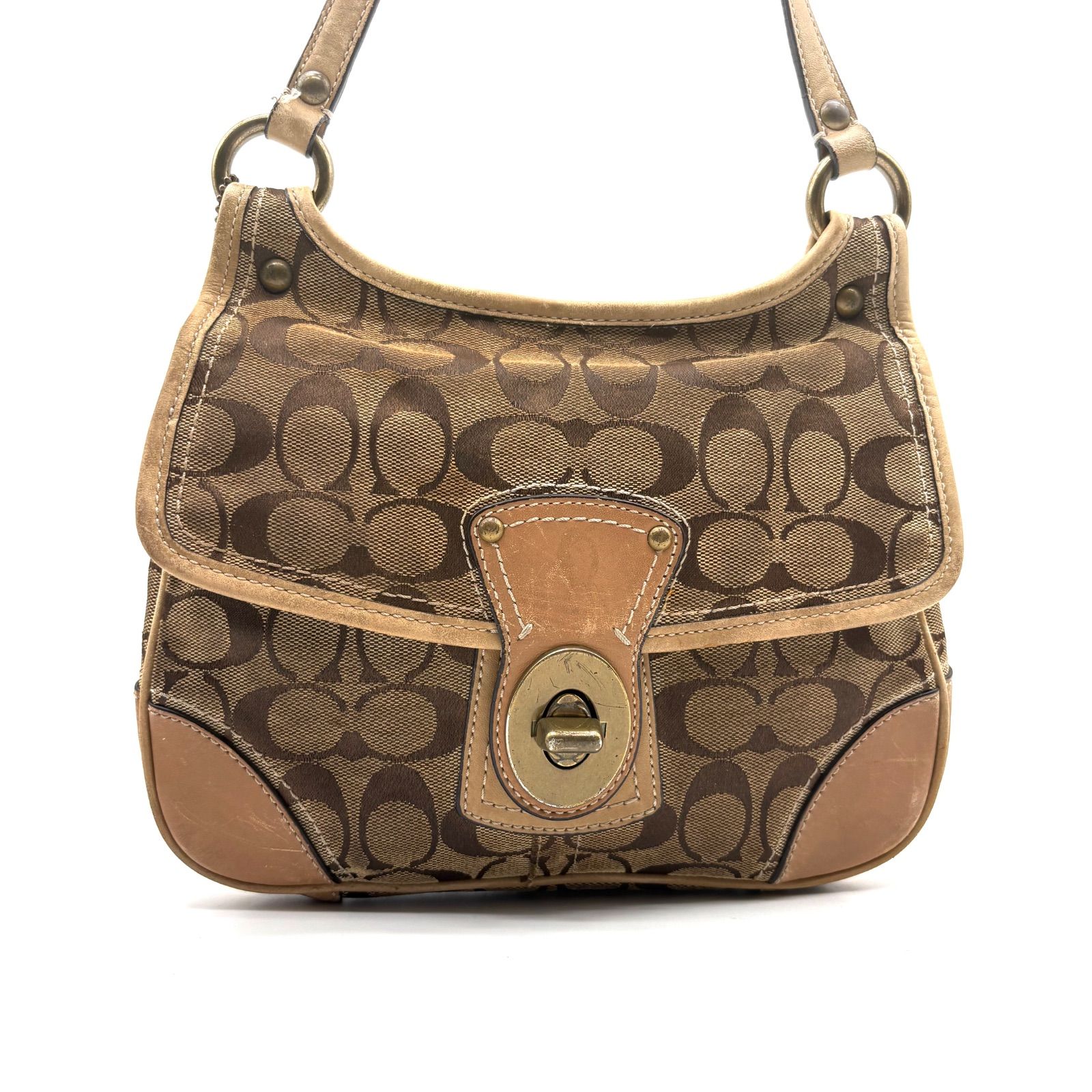 coach コーチ　シグネチャー　ホースビット　トートバッグ　キャンバス　y2k COACH Y2K Signature Canvas Flap Hippie Shoulder Bag F10567 コーチ