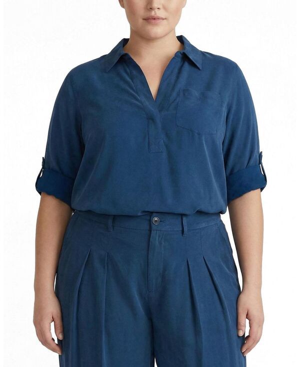 ユニバーサル スタンダード レディース トップス ポロシャツ プラスサイズ Universal Standard Plusize Button Back Stretch Cupro Polo Shir