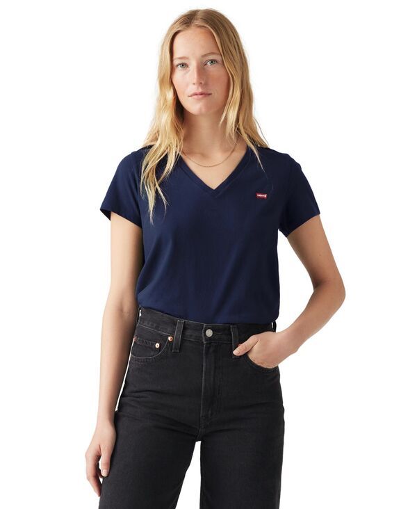 リーバイス レディース トップス Tシャツ Vネック 半袖 コットン Levis Womens Perfect Cotton VNeck ShortSleeve TShirt Peacoat