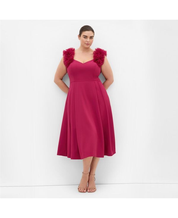 シティーシック レディース トップス ワンピース チュール フリル ミディ CITY CHIC Womens Roselyn Ruffle Tulle Midi Dress Raspberry