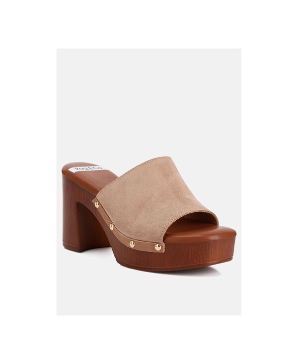 ラグアンドコー レディース シューズ サンダル スエード ヒール Rag Co Rag and Co Womens Cartera Soft Suede High Block Heel Clogs T