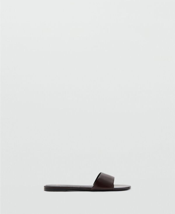 マンゴ レディース シューズ サンダル レザー MANGO Womens Flat Leather Sandals Chocolate チョコレート