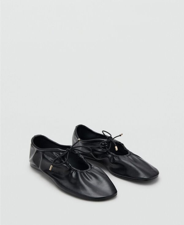マンゴ レディース シューズ パンプス ギャザー MANGO Womens Bow Ruched Shoes Black ブラック