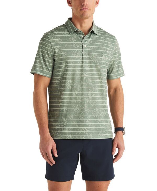 ナウティカ メンズ トップス ポロシャツ Nautica Mens Leaf Stripe ClassicFit Golf Polo Shirt Seaspray ストライプ
