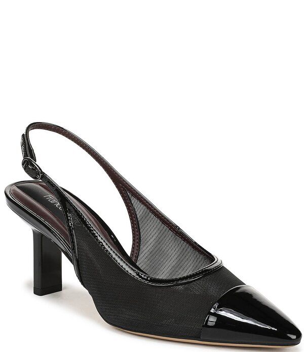 フランコサルト レディース シューズ パンプス メッシュ キャップ Franco Sarto Jurina Mesh Slingback Pointed Patent Cap Toe Pumps Bl
