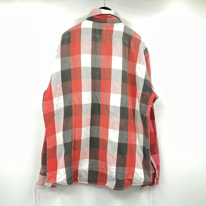 中古】70s～80s FIVE BROTHER ネルシャツ サイズL レッド/ホワイト
