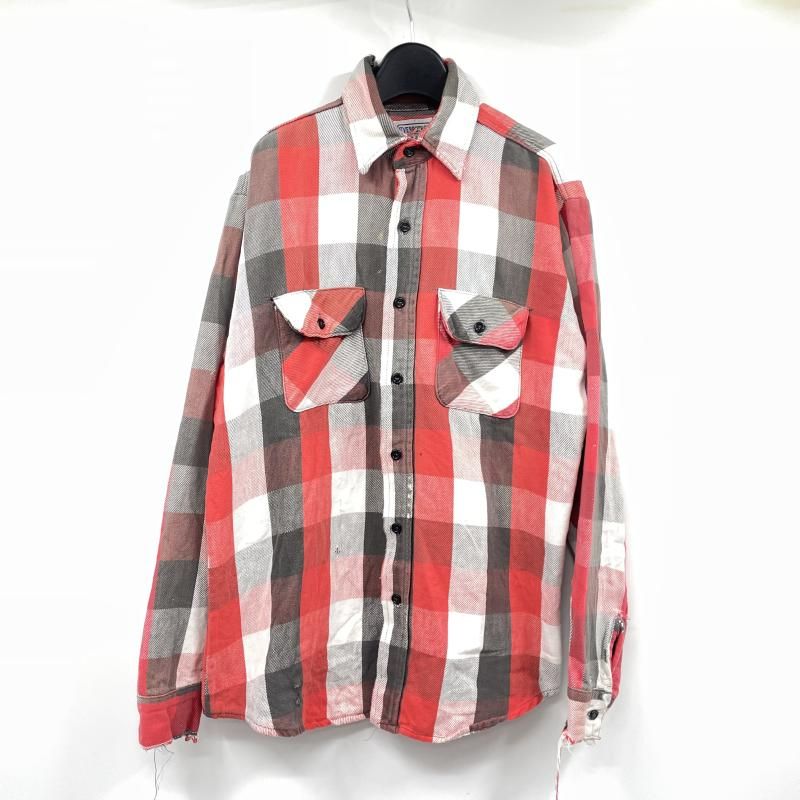 中古】70s～80s FIVE BROTHER ネルシャツ サイズL レッド/ホワイト