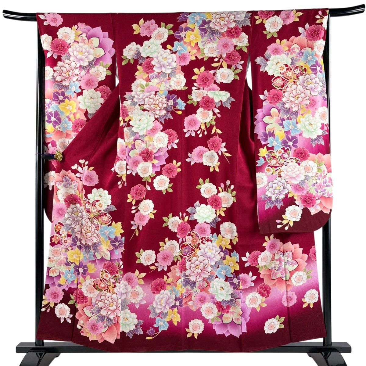振袖 身丈168.5cm 裄丈67.5cm L 七宝 金糸金通し 朱色正絹名品 美品】 振袖 身丈157cm 裄丈66.5cm M 袷 牡丹 桜 金糸 ぼかし 赤 正絹
