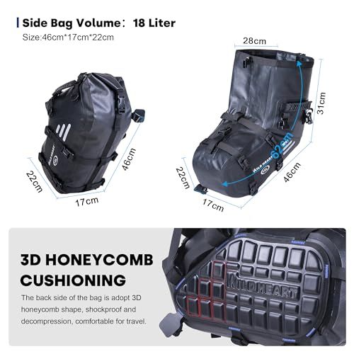WILD HEART オートバイ サドルバッグ 防水 36L (18L*2) サイド パニエ