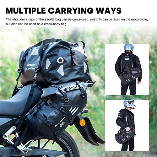 WILD HEART オートバイ サドルバッグ 防水 36L (18L*2) サイド パニエ