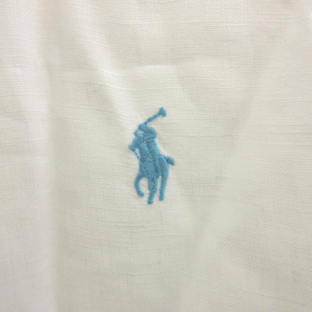 ラルフローレン RALPH LAUREN リネンシャツ 長袖 シアー ボタウン