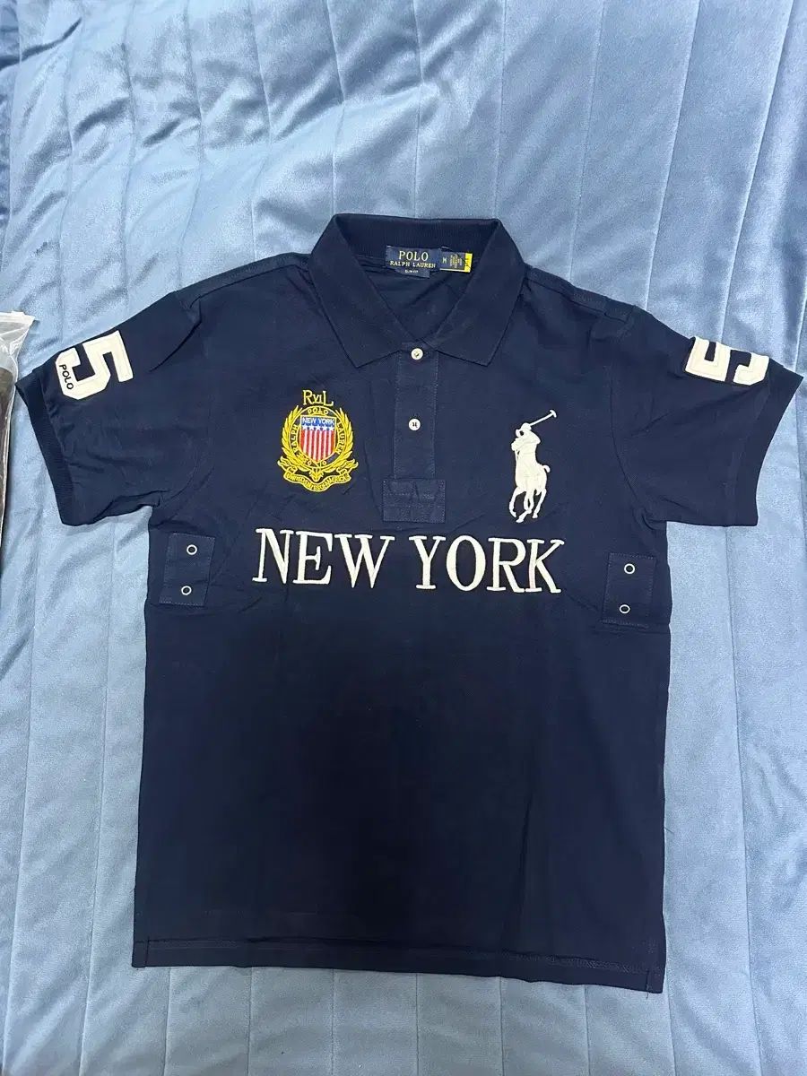 POLO RALPH LAUREN ポロラルフローレン BIG PONY ビックポニー チーフキーフ NEW YORK 必須アイテム カラーTシャツ 半袖 Tシャツ m ネイビー