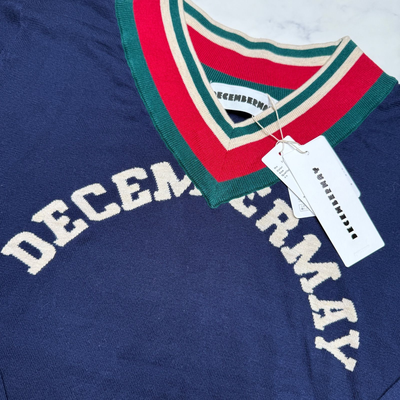 新品タグ付き】DECEMBERMAY Vネック ニット セーター メンズ L ゴルフ