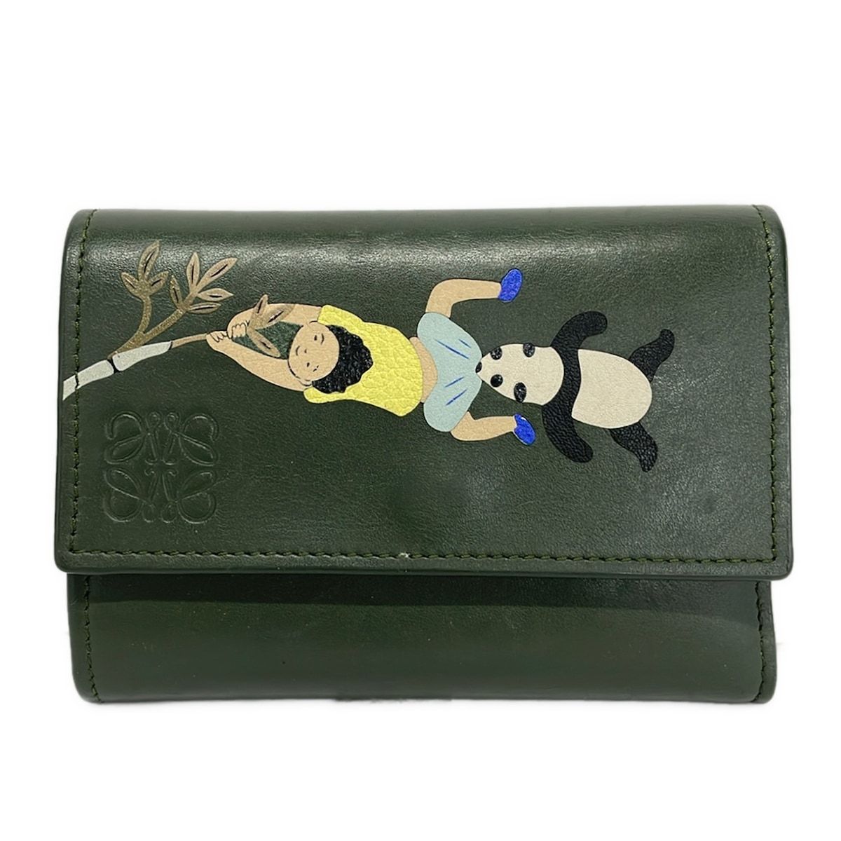 LOEWE(ロエベ) 3つ折り財布美品 - ダークグリーン×ベージュ×マルチ