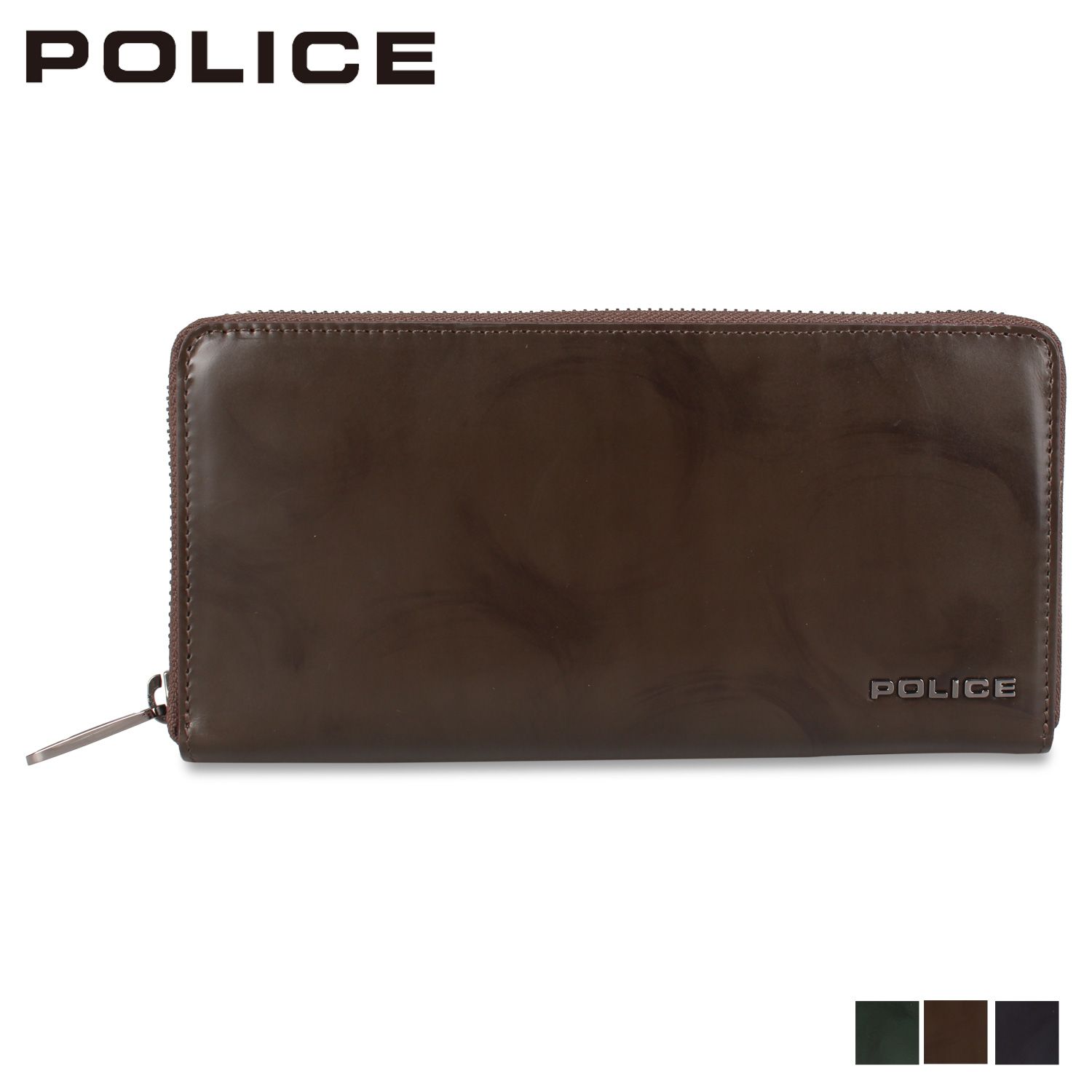 ポリス POLICE 長財布 メンズ ラウンドファスナー 本革 SPAZZOLA LONG WALLET ダーク PA-70504
