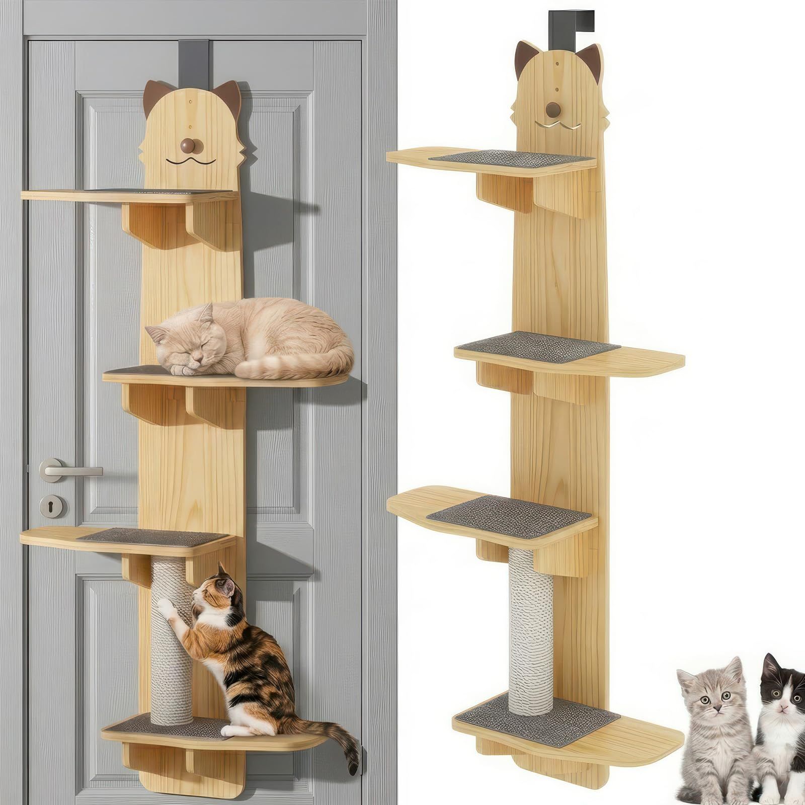 キャットウォーク 賃貸｜吊り下げ ドア掛け キャットタワー 猫タワー 猫爬架 扉掛け 猫ステップ 爪とぎシート付き 省スペース 猫用運動不足解消 総長150cmJu