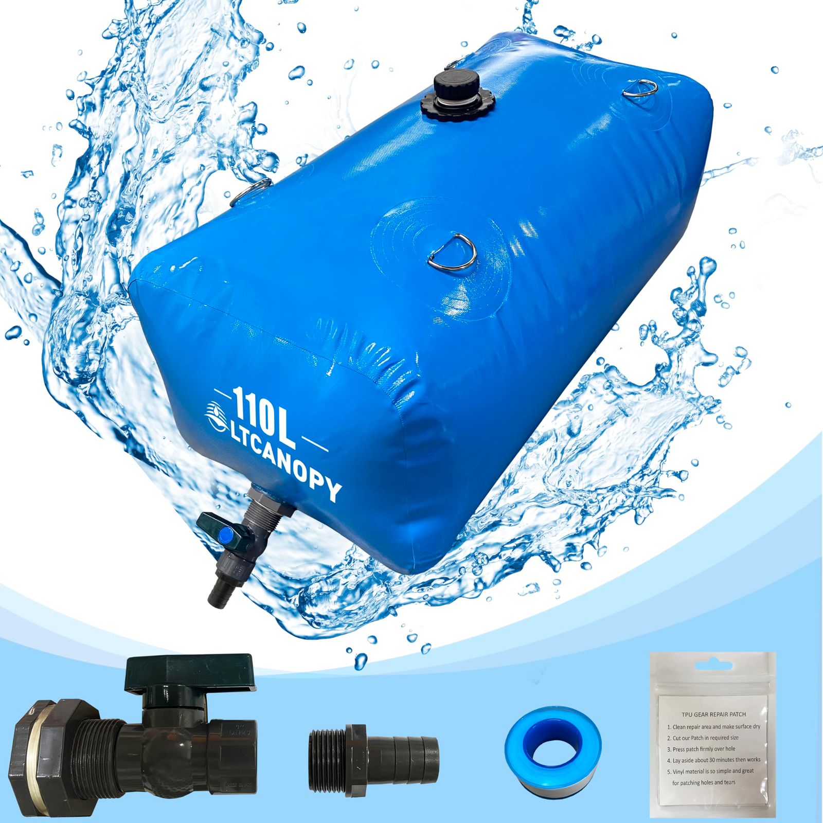 110L 貯水タンク、大容量折りたたみポータブル水タンク、耐乾燥性防火