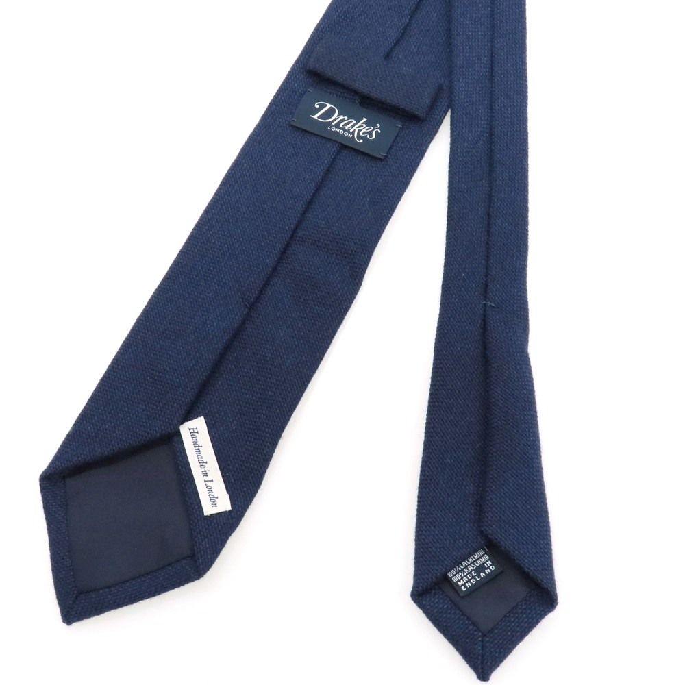 中古】ドレイクス DRAKES カシミヤ 無地ネクタイ ネイビー【メンズ