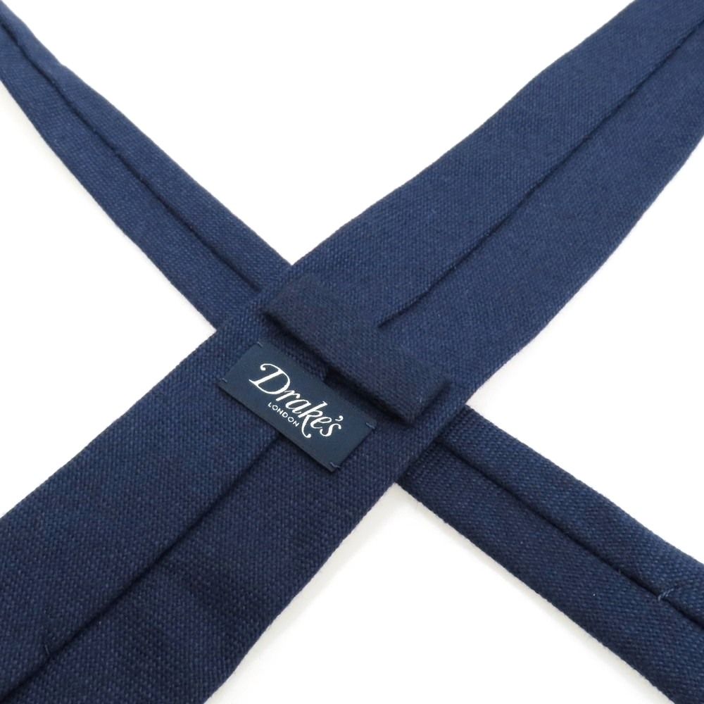中古】ドレイクス DRAKES カシミヤ 無地ネクタイ ネイビー【メンズ