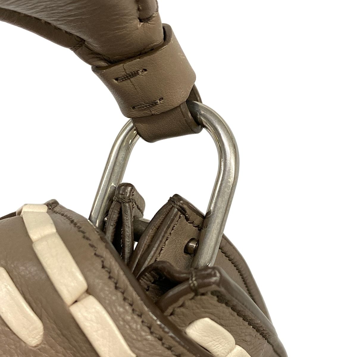 TOD'S(トッズ) ハンドバッグ ダブルT グレーベージュ×アイボリー