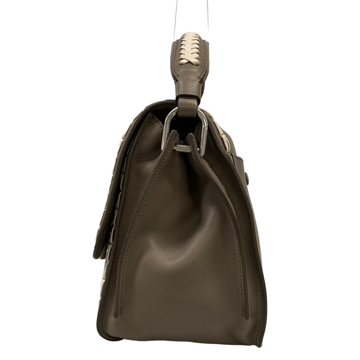 TOD'S(トッズ) ハンドバッグ ダブルT グレーベージュ×アイボリー