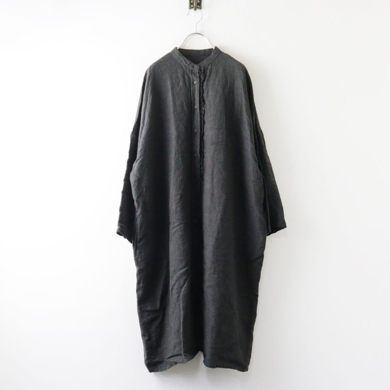 モトミエム motomi.m リネンフリルバンドカラーシャツワンピース